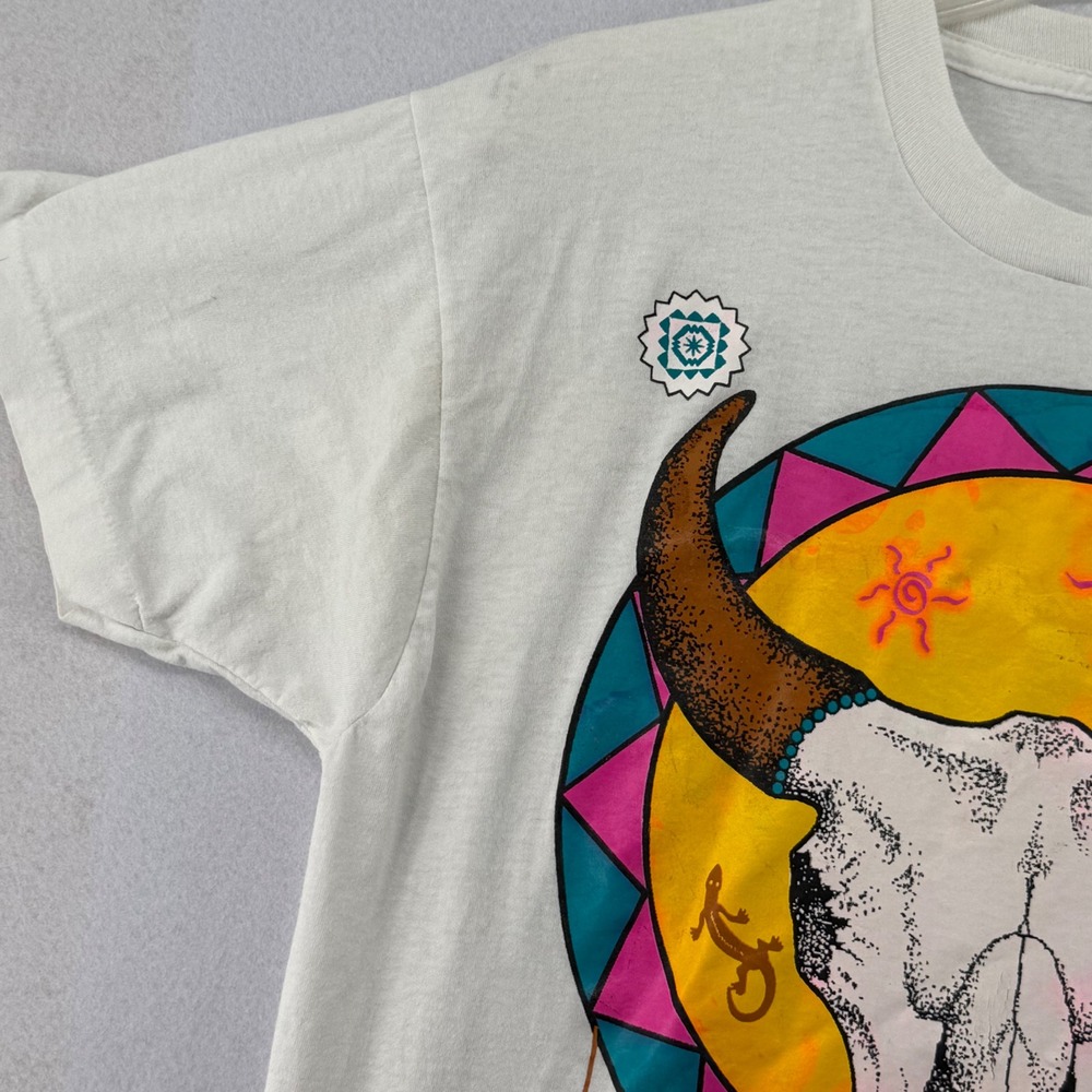 Vtg 80s Prairie Spirit T-Shirt XL USA Single Stitch Western Cow Skull Graphic - Picture 4 of 9